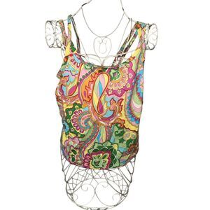 Lands' End Multicolor Paisley Bikini Top